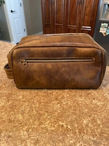 Vintage TALON Leather Men’s Travel Toiletry Bag 2 sided top Zippers 1 Side Zip - Picture 1 of 21