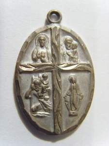 Antique Sterling Silver I am Catholic four ways cross religious pendant 53351 - Picture 1 of 3
