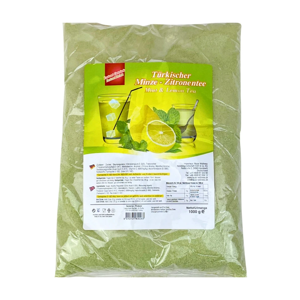 Türkischer Tee Pulver Minze Zitrone 1 kg Instanttee "Lezzo" frischer Geschmack - Bild 1 von 4