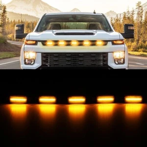 Universal 12V Front Grille Lighting 12 LED Amber Lighting Kit Eagle Eye Light - Picture 1 of 12