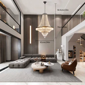 French Empire Crystal Black Chandelier Lighting - for Dining/Living Room Foyer - Picture 1 of 12