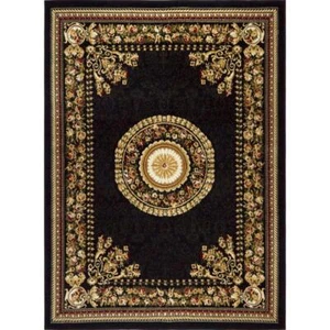 Traditional Indoor Area Rug Oriental Medallion Black/Multi 8' x 10' Jute Backing - Picture 1 of 10