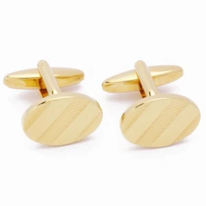 Cufflinks - Gold Oval with Diagonal Effect - Imagen 1 de 5