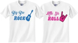 Lindas camisetas a juego Big Sister Roll Little Bro Rock Big Bro Little Sis  - Imagen 1 de 7