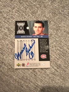 MAURICE RICHARD signed autographed 1999-00 Upper Deck Century Legends Card