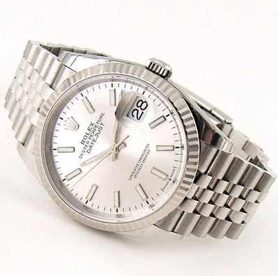 Rolex 2023 Datejust 36 126234 esfera plateada oro blanco 18k bisel acero inoxidable Jubileo Foto 1 de 4