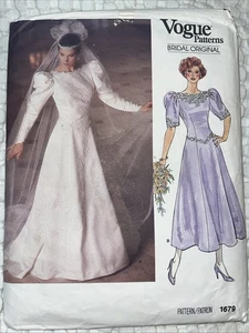 VOGUE DESIGNER ORIGINAL 1679 Wedding BRIDAL BRIDESMAID GOWN Dress Pattern Sz 10 - Picture 1 of 2