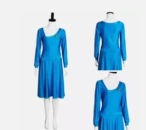 Neu Halloween Cosplay Commander Deanna Troi Kostüm blaues Kleid - Bild 1 von 4