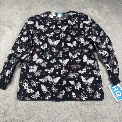 Scrub H.Q. Women’s Butterflies Long Sleeve Scrub Top 4350C Size Small New - Image 1 of 4