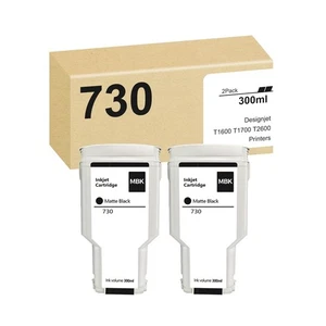 730 Ink Cartridge Matte Black 300ml High Capacity 2-Pack P2V71A Compatible Se... - Afbeelding 1 van 6