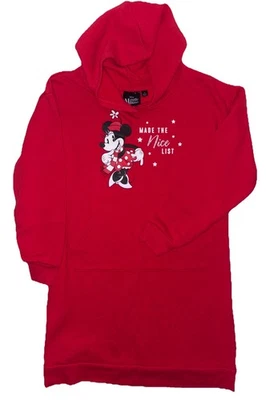 WALT DISNEY WORLD Christmas Minnie Mouse Red Hoodie Tunic Sweatshirt YOUTH 16 - Image 1 of 4