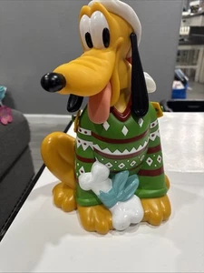 Christmas Pluto Popcorn Bucket Red Sweater Red Santa Hat Disney Parks #15 - Picture 1 of 10