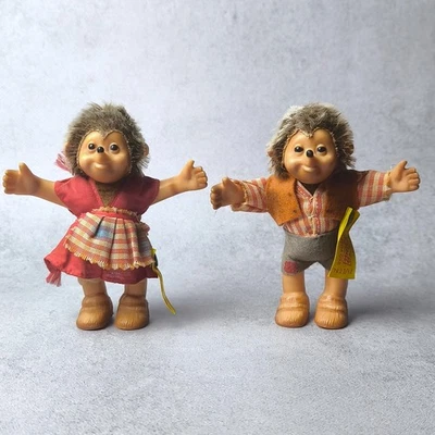 LOTE RARO MUÑECAS STEIFF MECKI & MICKI PVC ERIZO AÑOS 60 VINTAGE CON ETIQUETAS Y BOTÓN Foto 1 de 4