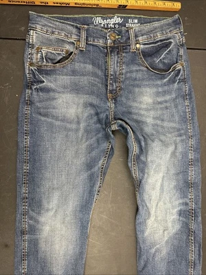 Wrangler Retro Jeans Mens 31x30 Blue Slim Straight Leg Stretch Denim Pants - Image 1 of 4