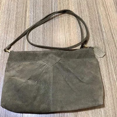 Bolso Bandolera Vintage Nordstrom Gamuza Cuero Verde Oliva Foto 1 de 4