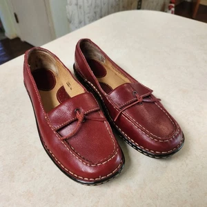 Born Women's Red Leather Square Toe Flats Slip on Loafers Comfort Shoes Size 7.5 - Picture 1 of 12