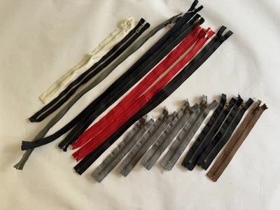 Lote De 15 Cremalleras Vintage Ykk Metal Aluminio Latón Algodón Retro Foto 1 de 4