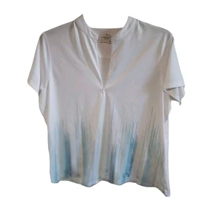 Paige & Tuttle Kurzarmhemd weiß mit blauem Farbverlauf leicht Po - Bild 1 von 5