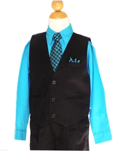 Conjunto de traje chaleco recital para niños, negro/turquesa, talla: 14 (14-15 años) - Imagen 1 de 5