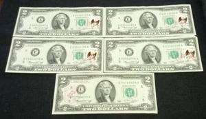 (5) 1976 $2 FIRST DAY OF ISSUE POST MARKED AU/CU FEDERAL RESERVE NOTES (2725) - Picture 1 of 2