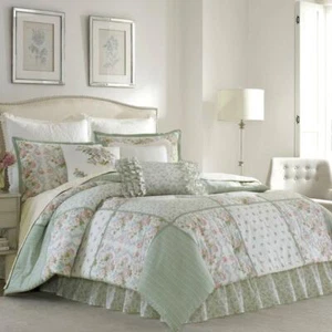 Laura Ashley Comforter Set Queen Size Reversible Green Floral Design (4-Piece) - Picture 1 of 6