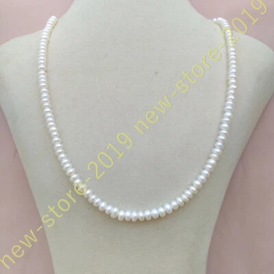 Ожерелье маленькое колье AAAA настоящее AKOYA 4-5 мм белый жемчуг 17 дюймов золото 14 карат P - Изображение 1 из 3