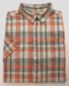 Woolrich Shirt - Mens SIZE XL - Orange/Beige/Green Plaid w/ Wrinkle-Effect - Picture 1 of 7