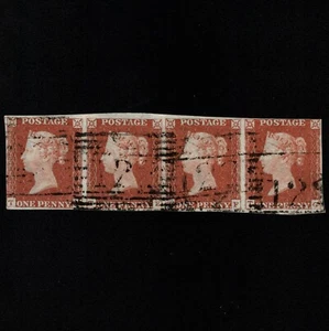 SG8 (BS24) 1d Red Imperf Plate 35 - Strip of 4 TD-TE-TF-TG - 4 Margin -Very fine - Picture 1 of 2