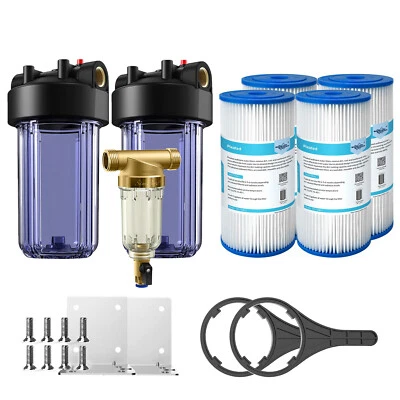 10 Inch Clear Big Blue Whole House Water Filter Housing 10" x4.5" Pleated System - Image 1 of 4