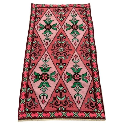 Alfombra francesa Aubusson vintage hecha a mano alfombra de lana con punta de aguja 2x3 pies Foto 1 de 4