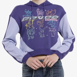 Pokemon Eevee Evolutions Purple Iridescent Foil 2XL Cropped Hoodie New - Picture 1 of 10
