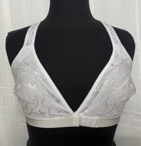Women's Wire Free Lace Front Close Bra 36DD White - Picture 1 of 7