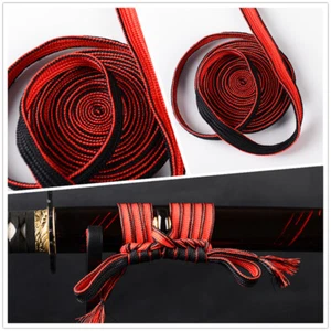 New Duotone Red & Black Synthetic Silk Sageo Wrap Cord For Japanese Katana Sword - Picture 1 of 4
