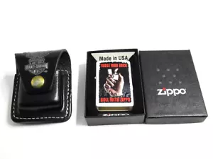 Zippo Lighter Those Who Rock With Box & Harley Davidson Leather Zippo Case - Picture 1 of 18