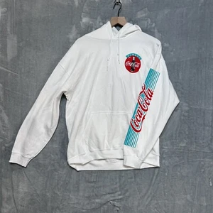 Coca-Cola weißer Hoodie Größe Large schwere Mischung Always Cool Dose Grafik L neu ohne Etikett - Bild 1 von 15