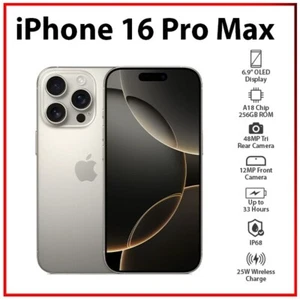 Apple iPhone 16 Pro Max 8GB+256GB NATURAL TITANIUM Unlocked iOS Mobile Phone - Picture 1 of 8