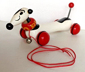 Vintage Vilac Frankreich Holzzug Hund Toby Spielzeug - Bild 1 von 4