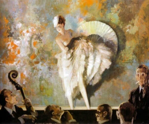 FRENCH VAUDEVILLE WOMAN DANCE SHOW MUSIC THEATER PAINTING BY EVERETT SHINN REPRO - Picture 1 of 3