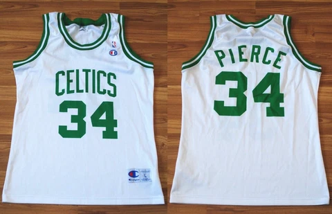 BOSTON CELTICS #34 PAUL PIERCE JERSEY NBA CHAMPION WHITE SHIRT VINTAGE MEDIUM L Cover