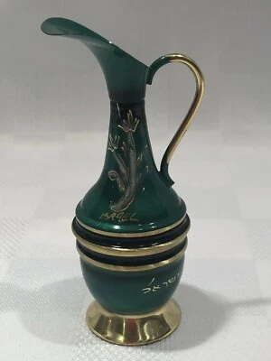 "Mini jarra/decantadora/jarra arte decorativo vintage Israel metal verde 4 5/8""" Foto 1 de 4