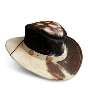 Sombrero de vaquero occidental para hombre cuero de vaca cuero genuino hecho a mano pelo en estilo rodeo - Imagen 1 de 5