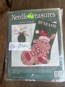 NEW Vintage Needle Treasures Swine Of My Heart Christmas Stocking Needlepoint - Picture 1 of 5