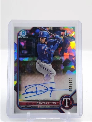 DANYER CUEVA 2022 BOWMAN CHROME 1ST SAPPHIRE ATOMIC AUTO /100 Q2195 - Image 1 of 2