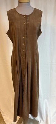 Vestido Orvis para mujer talla 12 imitación gamuza marrón botón delantero lazo trasero sin mangas Foto 1 de 4