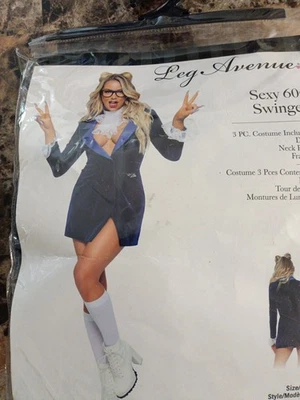 Leg Avenue 3 PC Sexy 60s Swinger, Blue/White, Large No Eyeglasses Included - Image 1 of 4