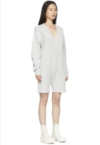 HELMUT LANG Mélange Tuta da gioco in misto lana e cashmere a costine Grigio XS Pagliaccetto Grigio - Foto 1 di 4