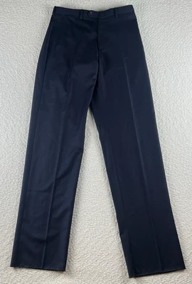 Calça Ralph Lauren 100% 31R lã reta clássica carreira cinza luxo azul marinho - Imagem 1 de 4