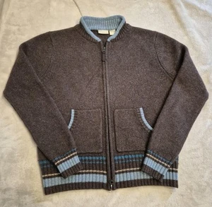 Vtg Field Gear Women's M Wool Full Zip Cardigan Brown Blue - Picture 1 of 10
