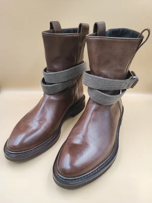 BRUNELLO CUCINELLI Monili 皮革摩托靴 39 EU — 第 1/4 张图片