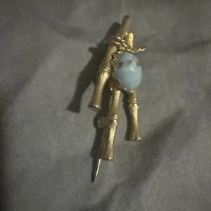 Hermosa obra de arte broche prendedor piedra turquesa acto 2 vintage 1,5 pulgadas de largo - Imagen 1 de 6